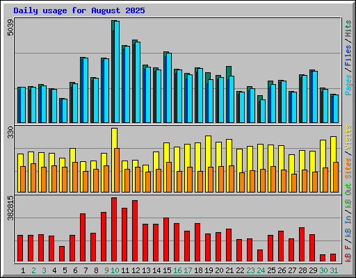 Daily usage for August 2025